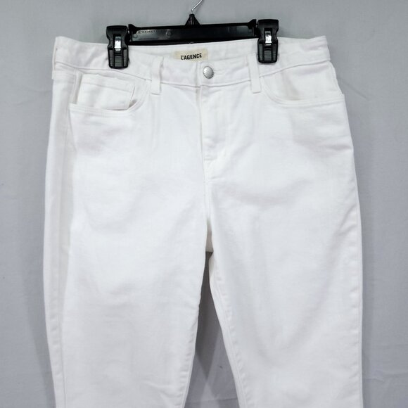 L’Agence Straight Leg Jeans 30 High Rise Baggie Cropped 24" White - Picture 10 of 12